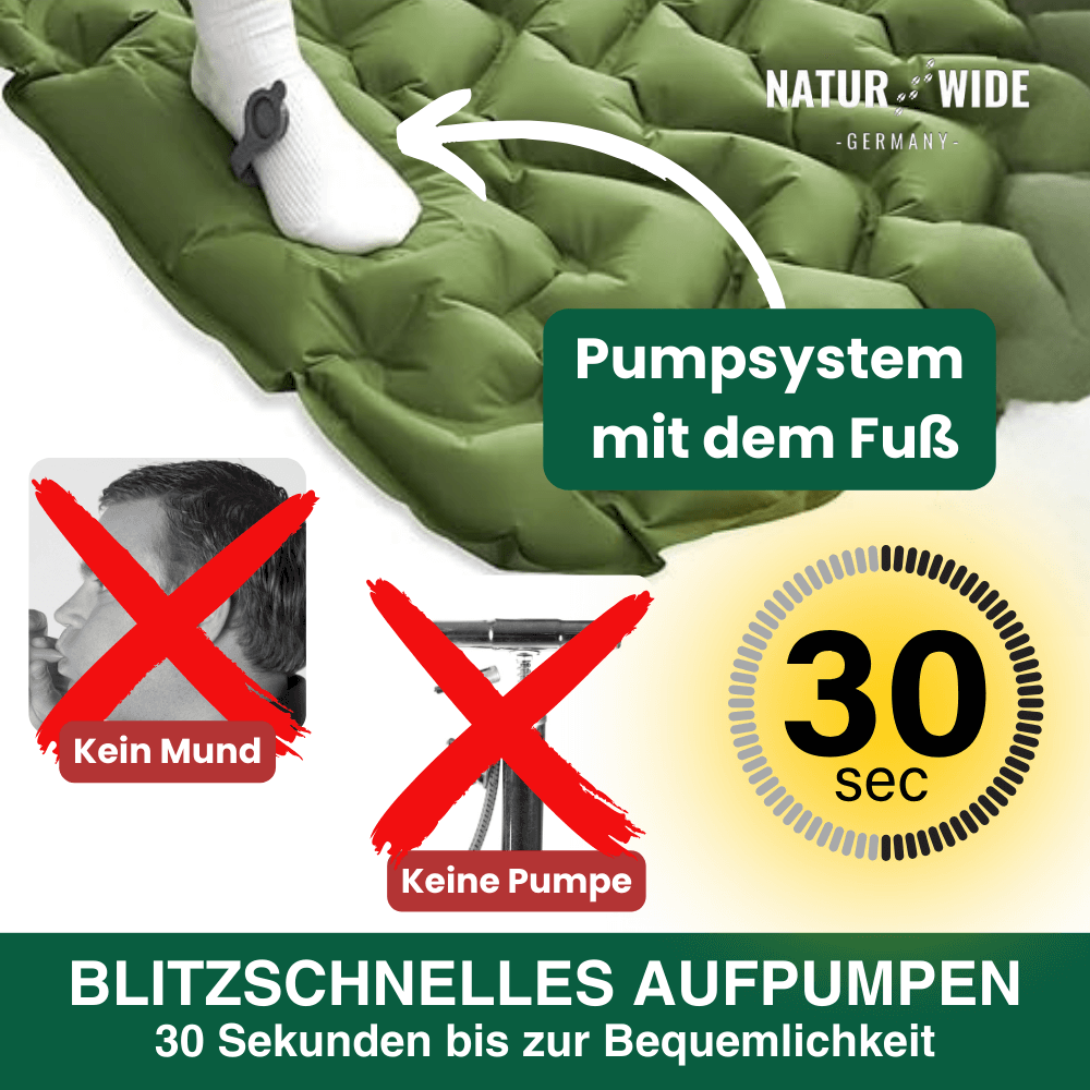 Ultraleichte Isomatte mit Fußpumpe, 8 cm dick – Ansicht 34