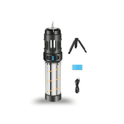 5-in-1-Campinglampe mit Mückenschutz & Stativ – Schwarz