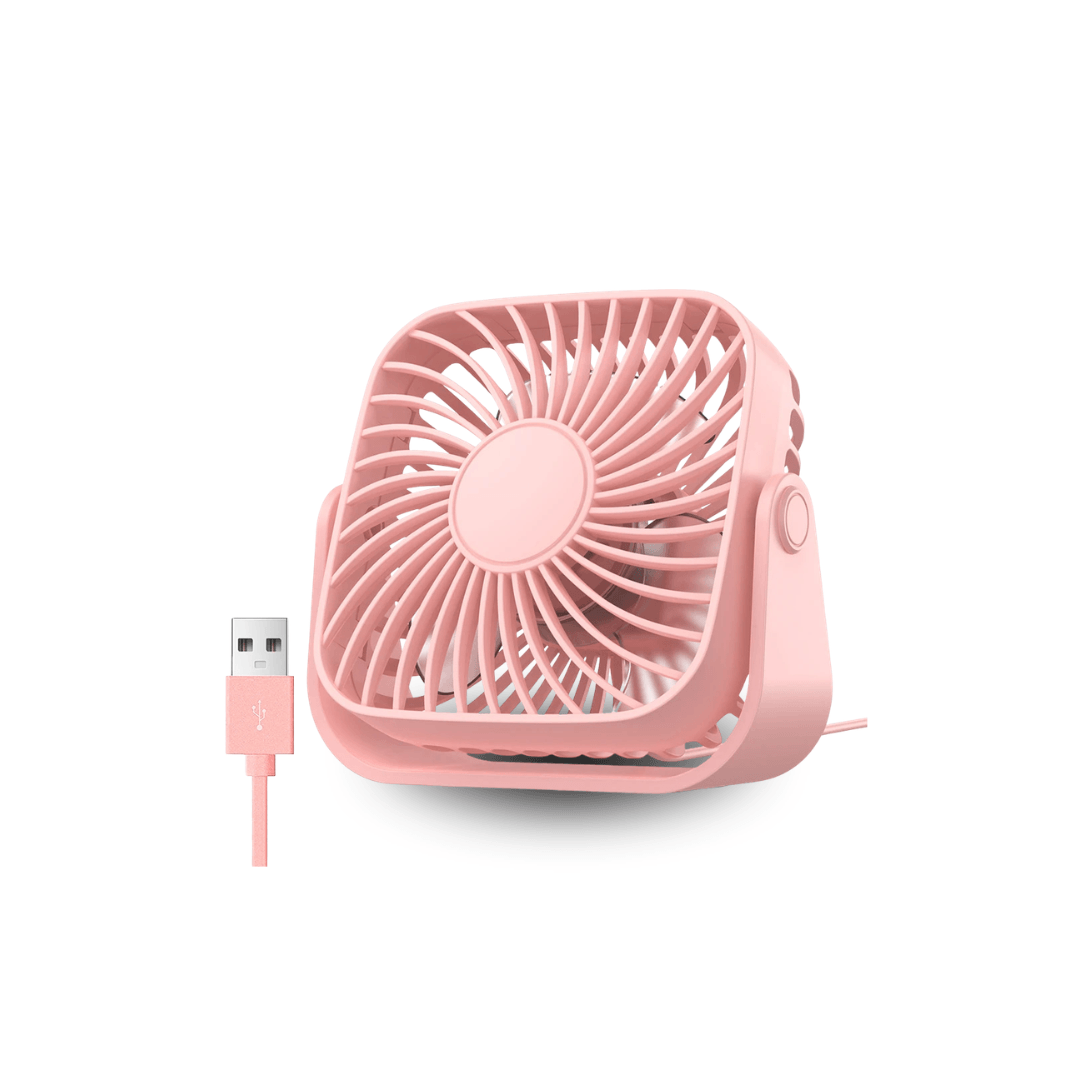 USB-Tischventilator 10 cm, 3 Stufen, neigbar – Rosa