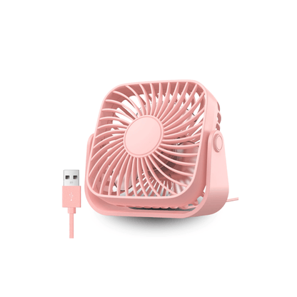USB-Tischventilator 10 cm, 3 Stufen, neigbar – Rosa