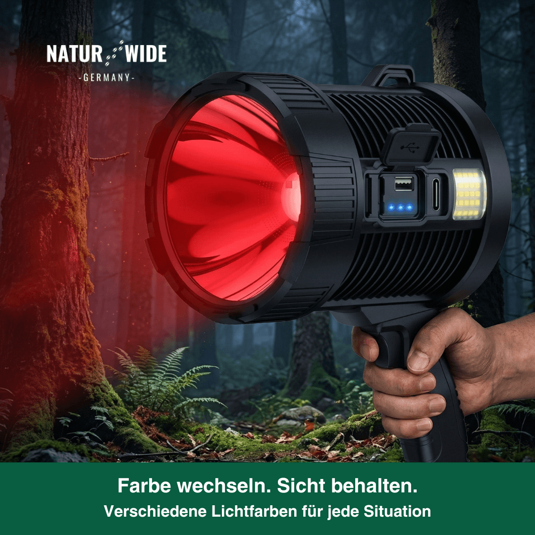 LED-Handstrahler mit Akku, Solar & Powerbank – Ansicht 6