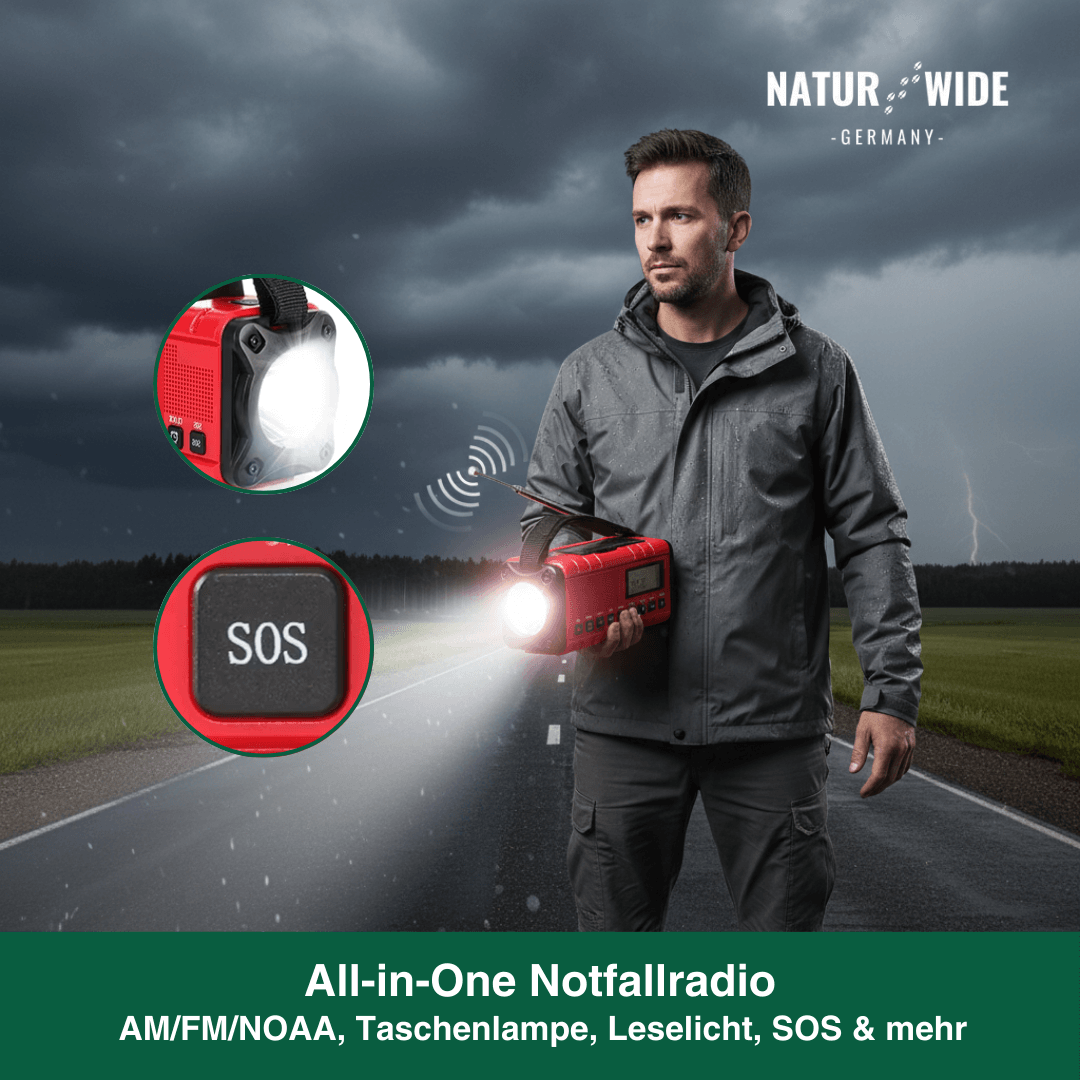 Kurbelradio mit Solar und 10.000-mAh-Powerbank – Ansicht 10