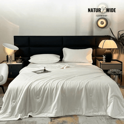 Kühlende Sommerdecke aus Ice Silk, doppelseitig – Weiß
