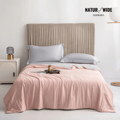Kühlende Sommerdecke aus Ice Silk, doppelseitig – Rosa