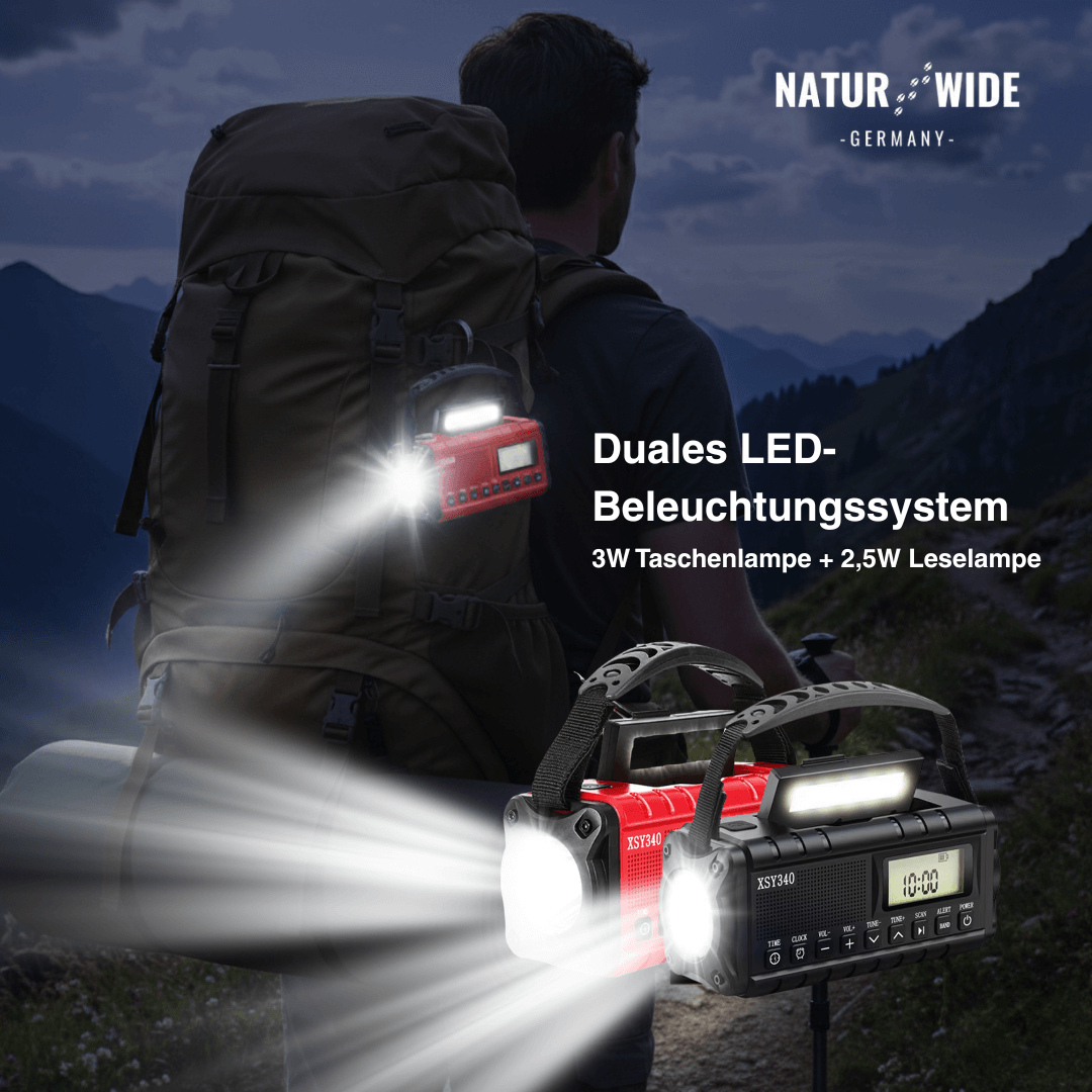 Kurbelradio mit Solar und 10.000-mAh-Powerbank – Ansicht 2