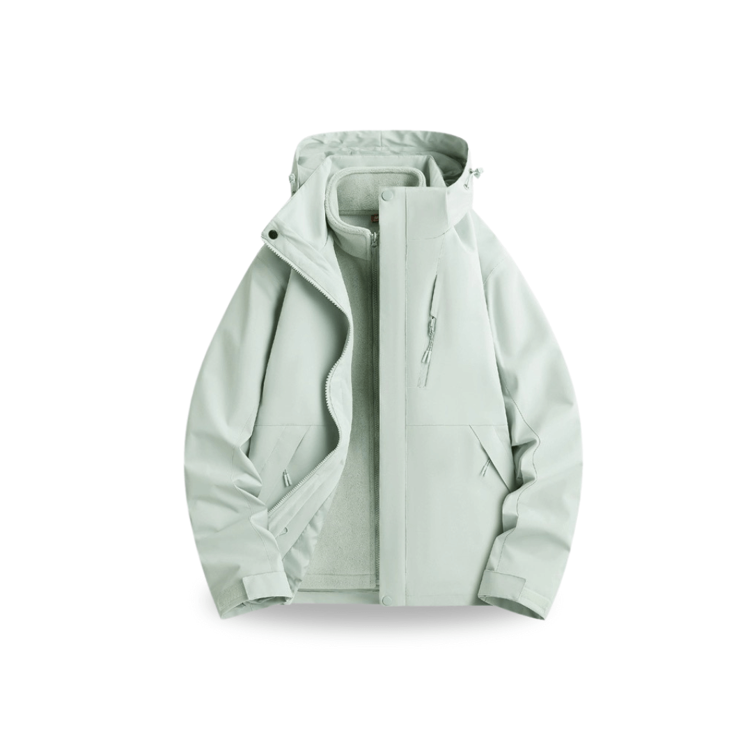Damen Regenjacke 2-in-1 mit Fleece-Innenjacke – Pastell-Blau