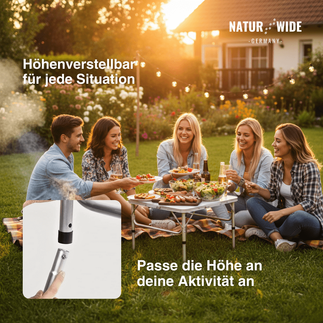 Alu-Campingtisch, klappbar & höhenverstellbar – Ansicht 8