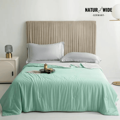 Kühlende Sommerdecke aus Ice Silk, doppelseitig – Aquagrün