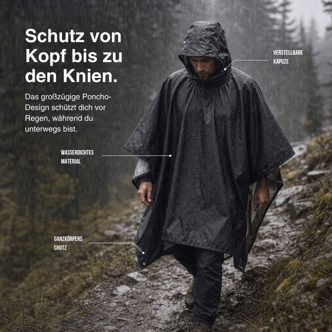 3-in-1-Regenponcho: Regenmantel, Plane & Decke – Ansicht 8
