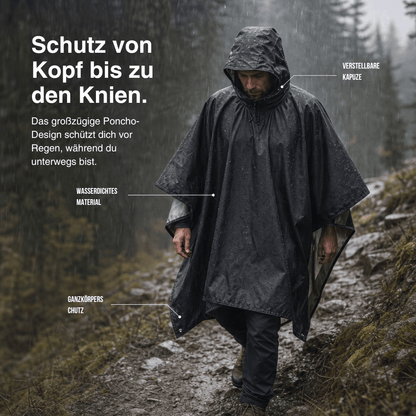 3-in-1-Regenponcho: Regenmantel, Plane & Decke – Ansicht 8