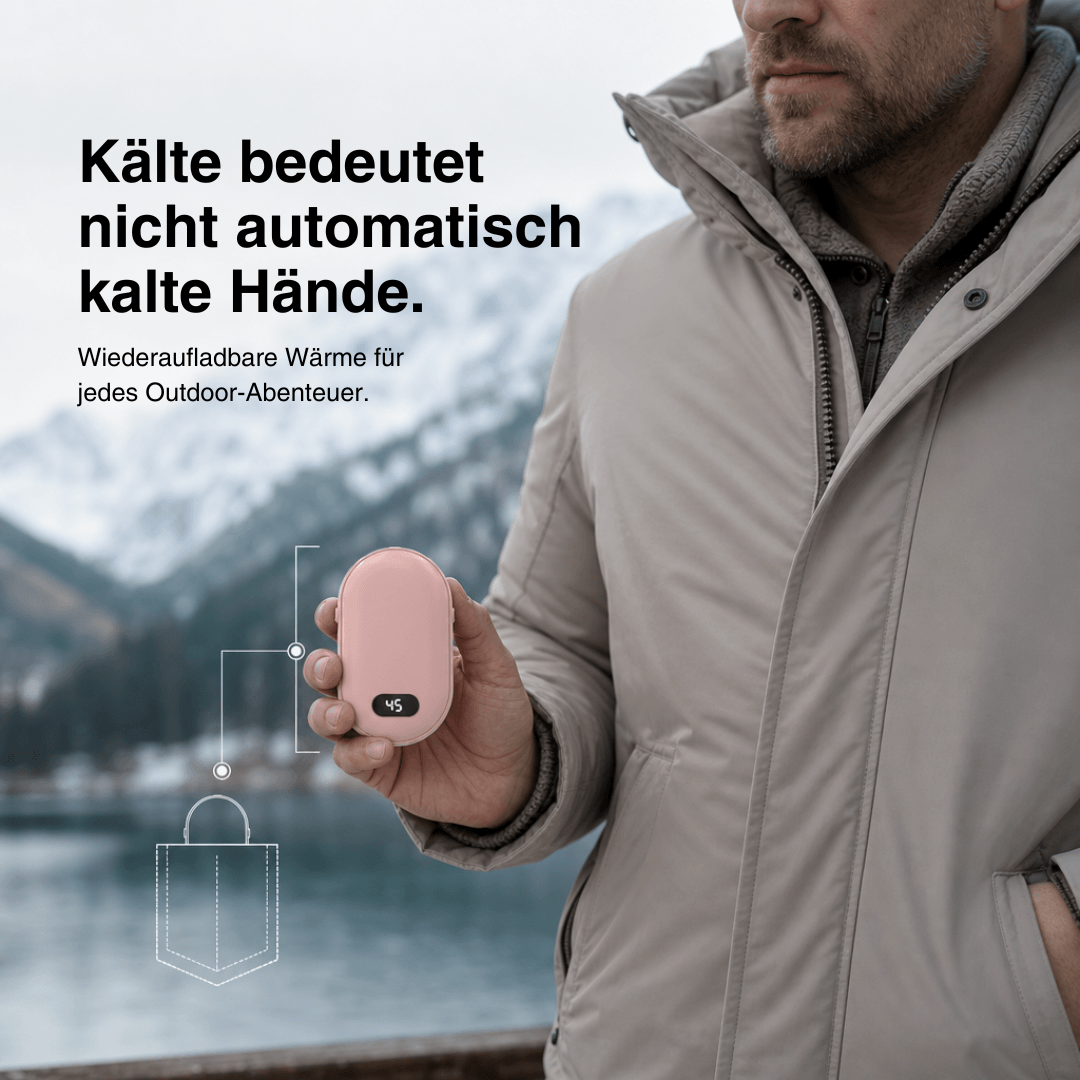 Handwärmer wiederaufladbar, beidseitig, 5200 mAh – Ansicht 9