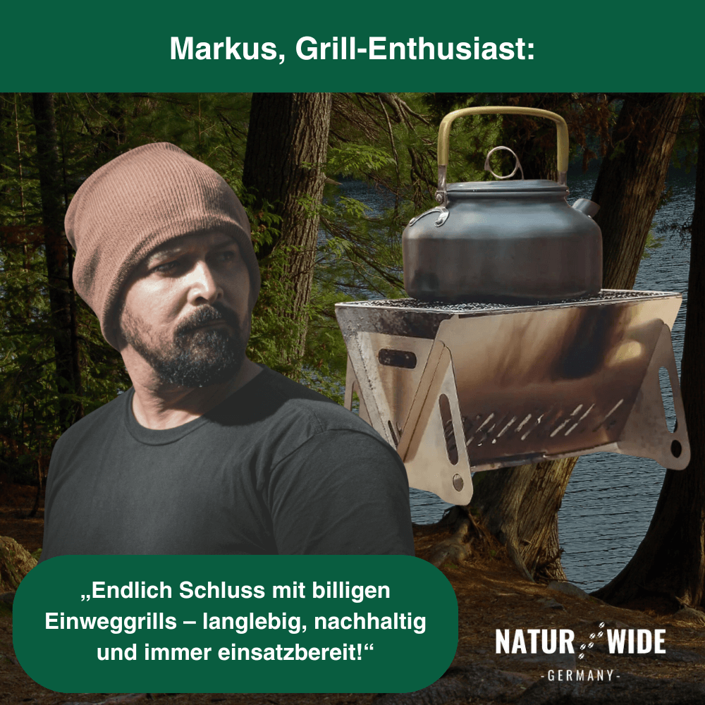 Klappgrill aus Edelstahl für Holzkohle – Ansicht 5