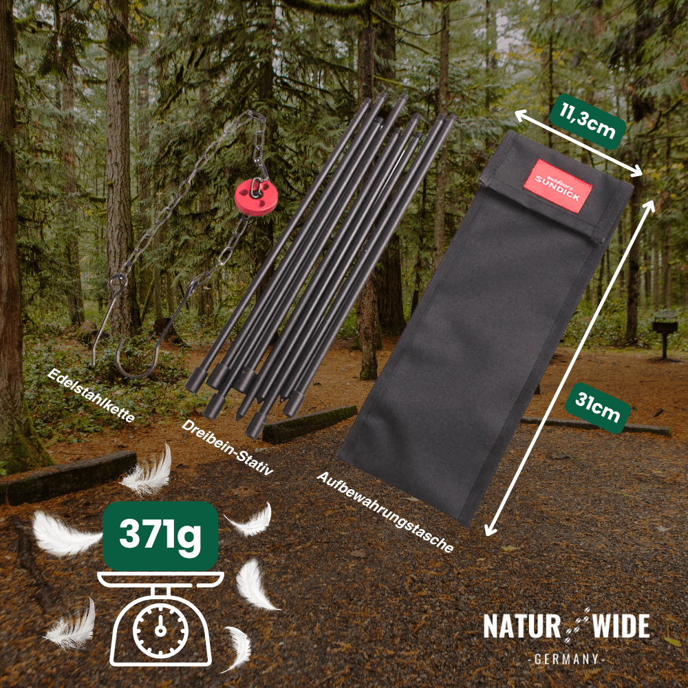 Camping-Dreibein fürs Lagerfeuer, nur 371 g – Ansicht 4