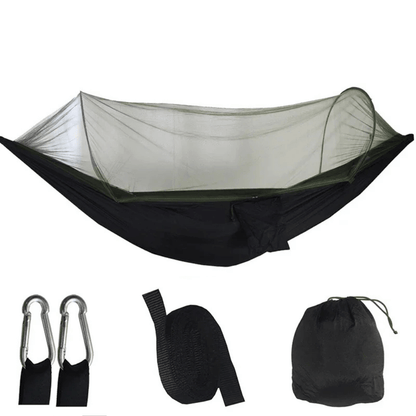 Camping-Hängematte mit Moskitonetz, bis 200 kg – Schwarz