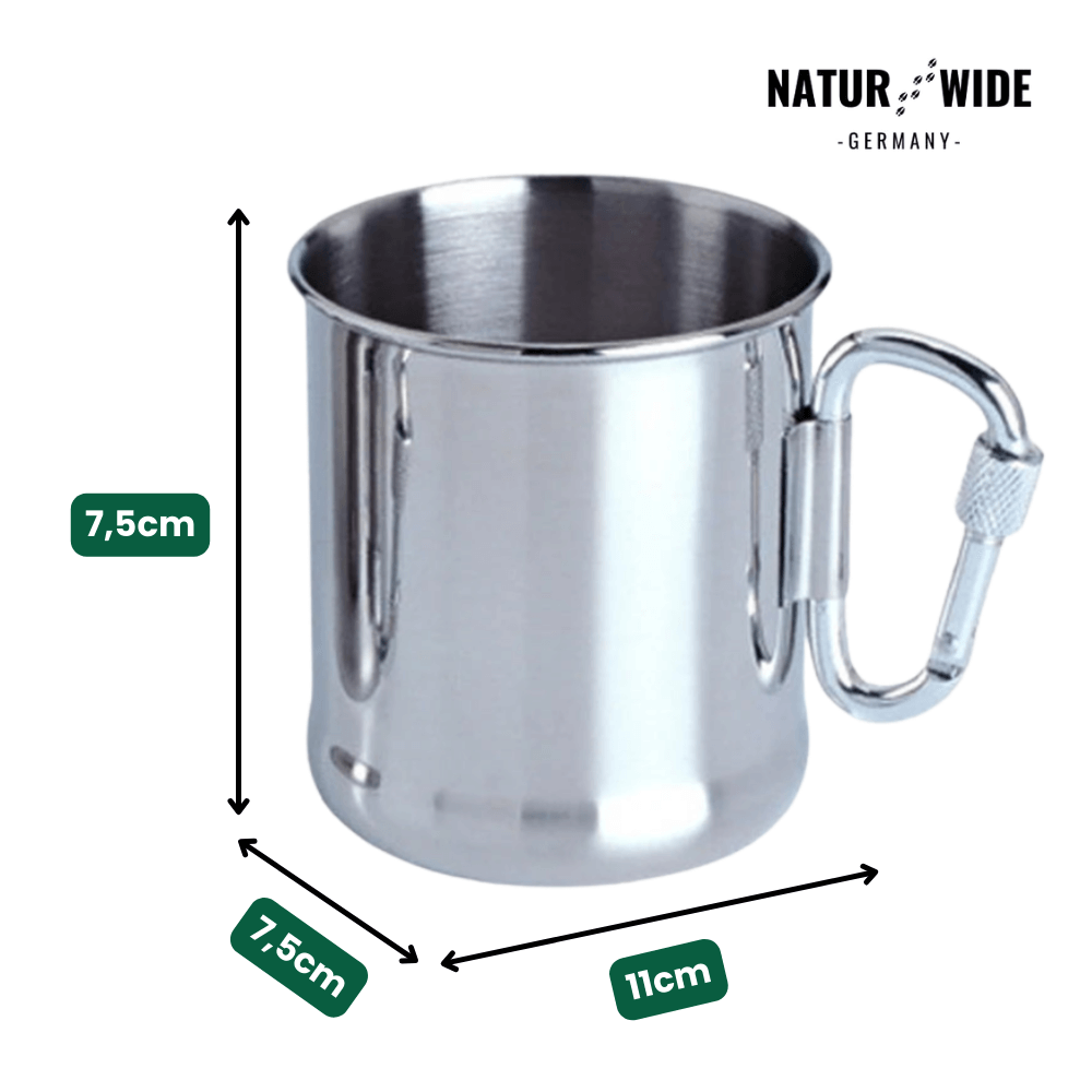 Edelstahlbecher 500 ml mit Karabinergriff – Ansicht 3
