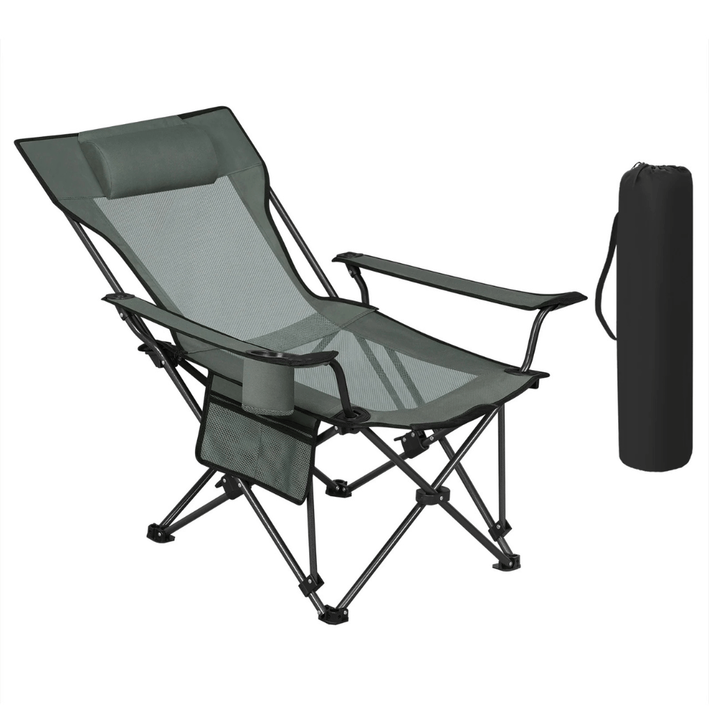 Faltbarer Relaxstuhl mit Liegeposition, 150 kg – Grau