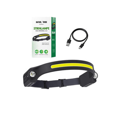 Stirnlampe mit Doppel-Fernlicht und 230° COB
