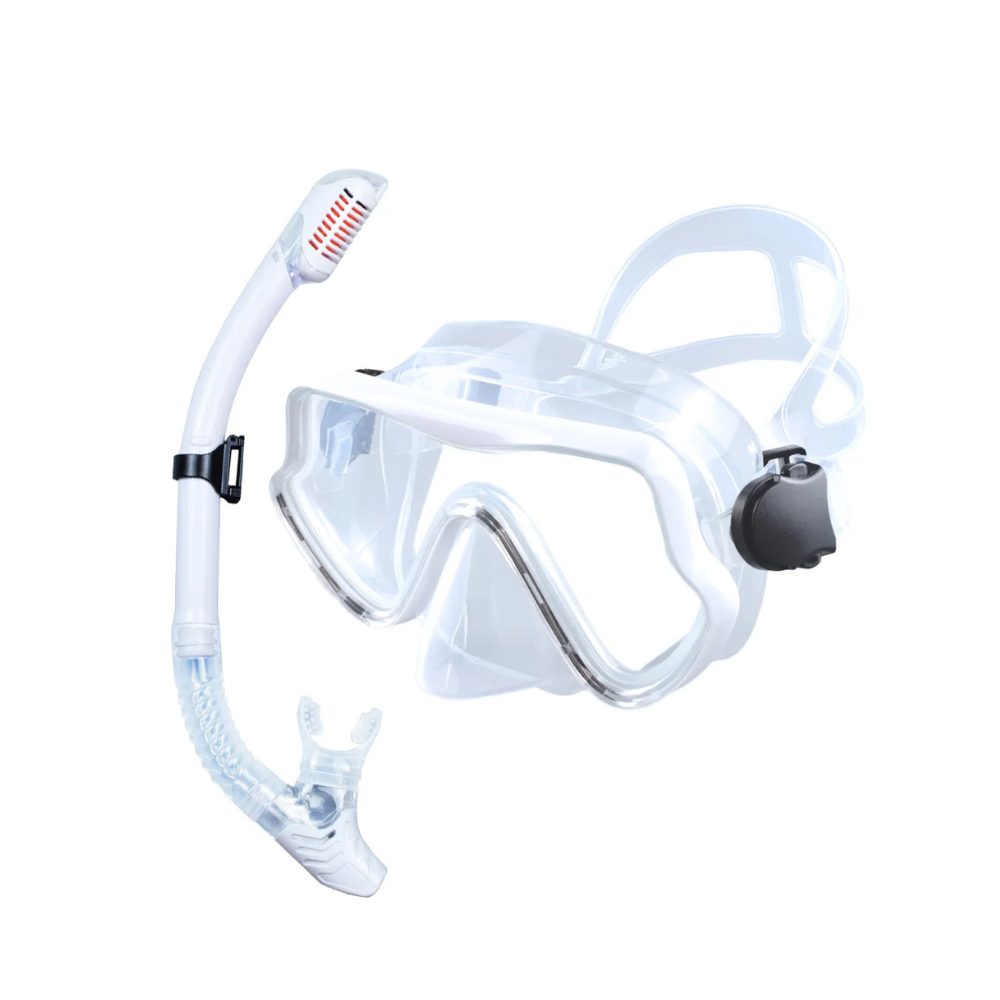 Schnorchel-Set: Tauchmaske & Ventil-Schnorchel – Hellgrau