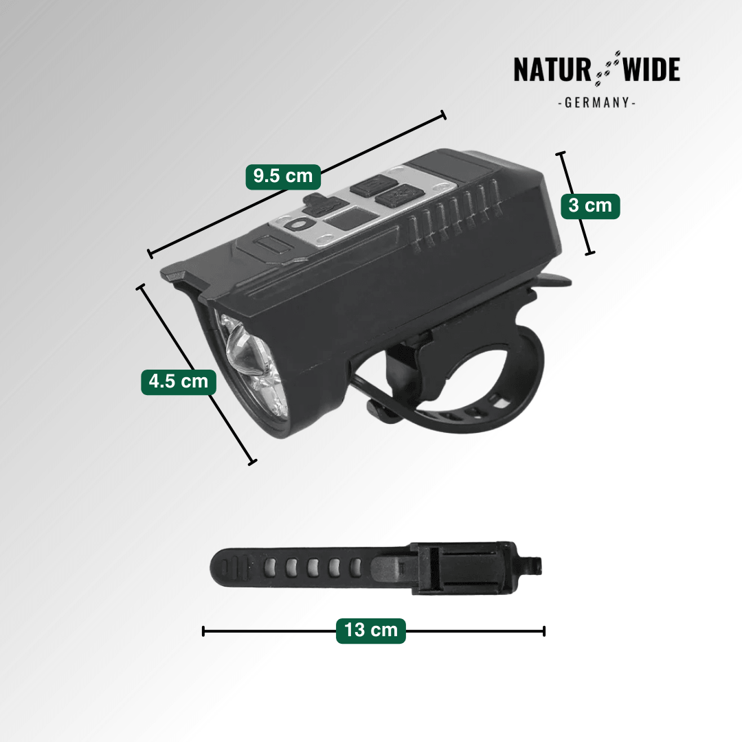 Akku-Fahrradlicht, 9 LEDs, Display & Rücklicht – Ansicht 13