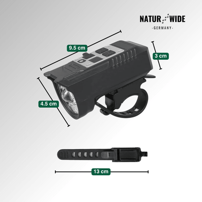 Akku-Fahrradlicht, 9 LEDs, Display & Rücklicht – Ansicht 13
