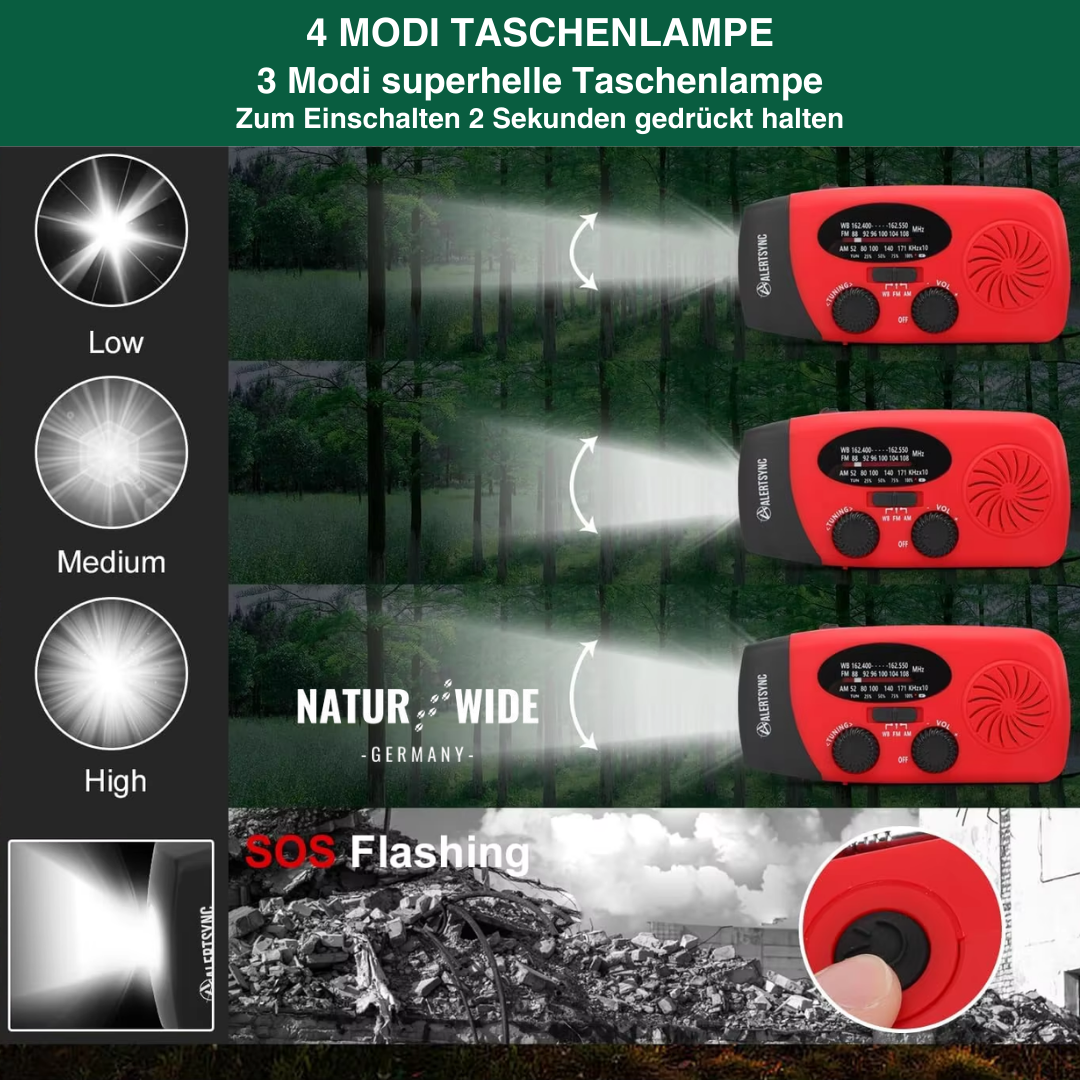 Notfallradio mit Kurbel, Solar & Powerbank – Ansicht 16