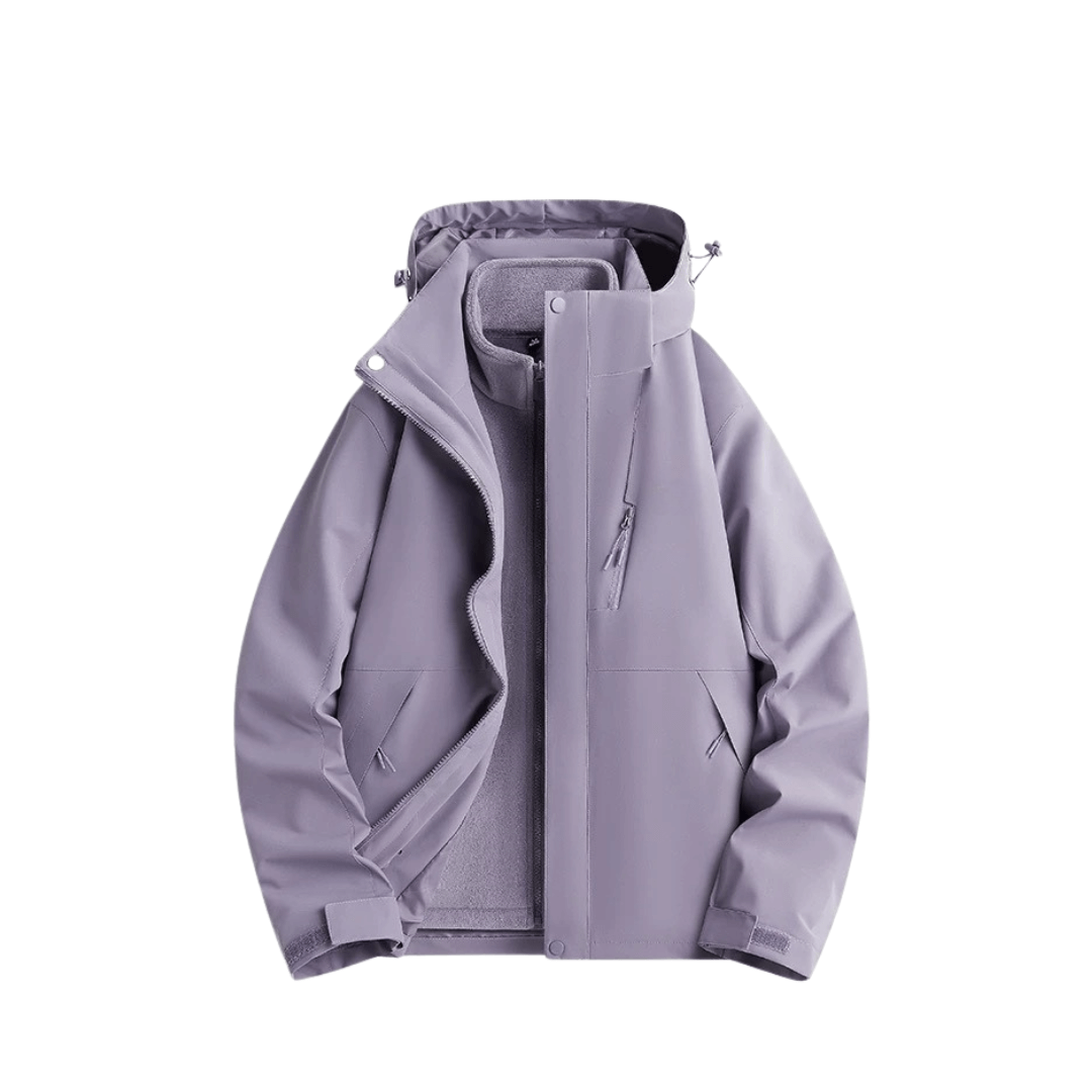 Damen Regenjacke 2-in-1 mit Fleece-Innenjacke – Pastell-Violett