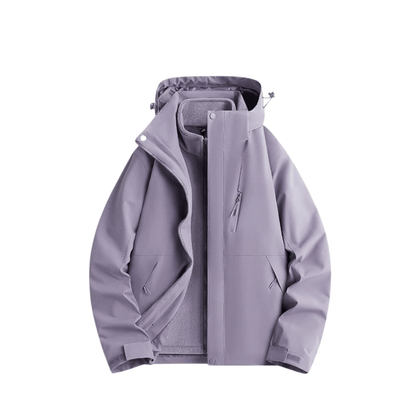 Damen Regenjacke 2-in-1 mit Fleece-Innenjacke – Pastell-Violett