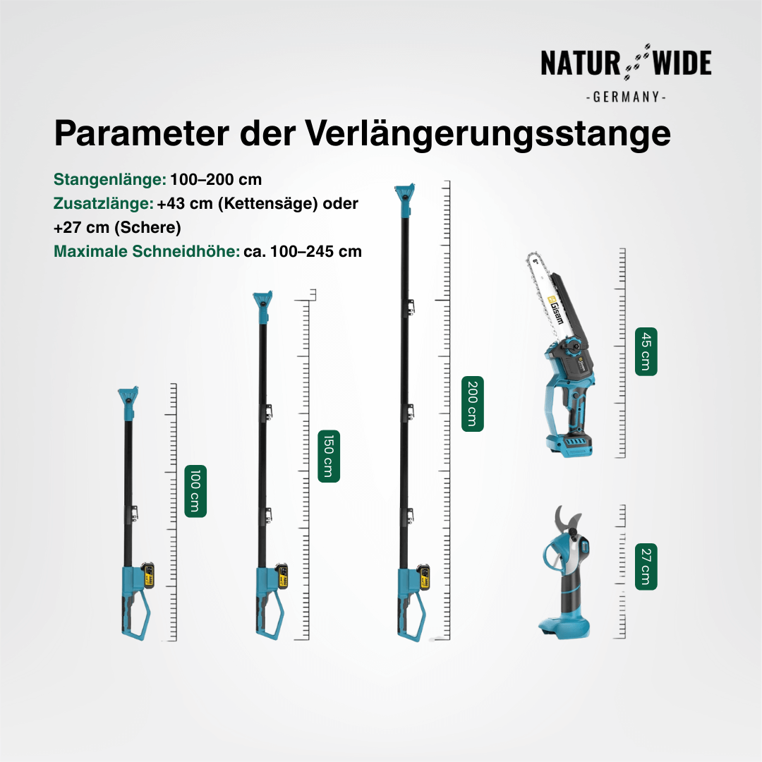 Akku-Hochentaster 4-in-1 mit Astschere, 2,4 m – Ansicht 19