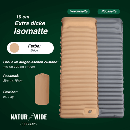 Isomatte Pro mit Kissen & Fußpumpe, 10 cm dick – Ansicht 9