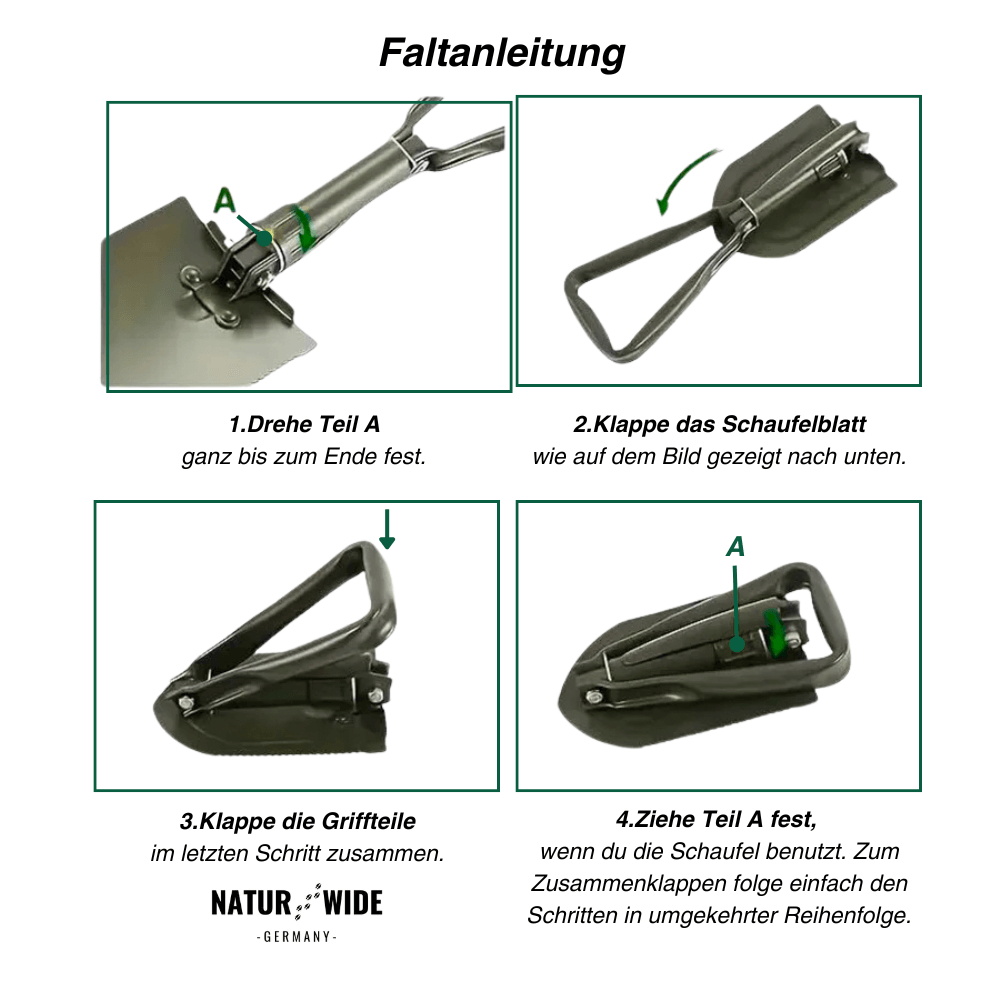 Klappspaten aus Karbonstahl mit Tasche – Ansicht 7