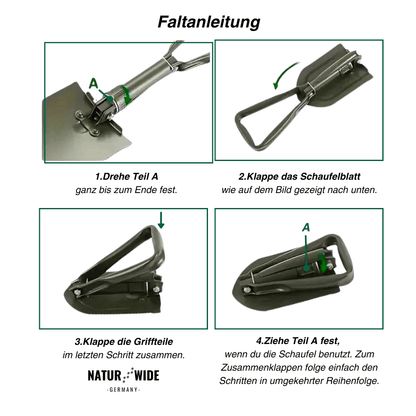 Klappspaten aus Karbonstahl mit Tasche – Ansicht 7