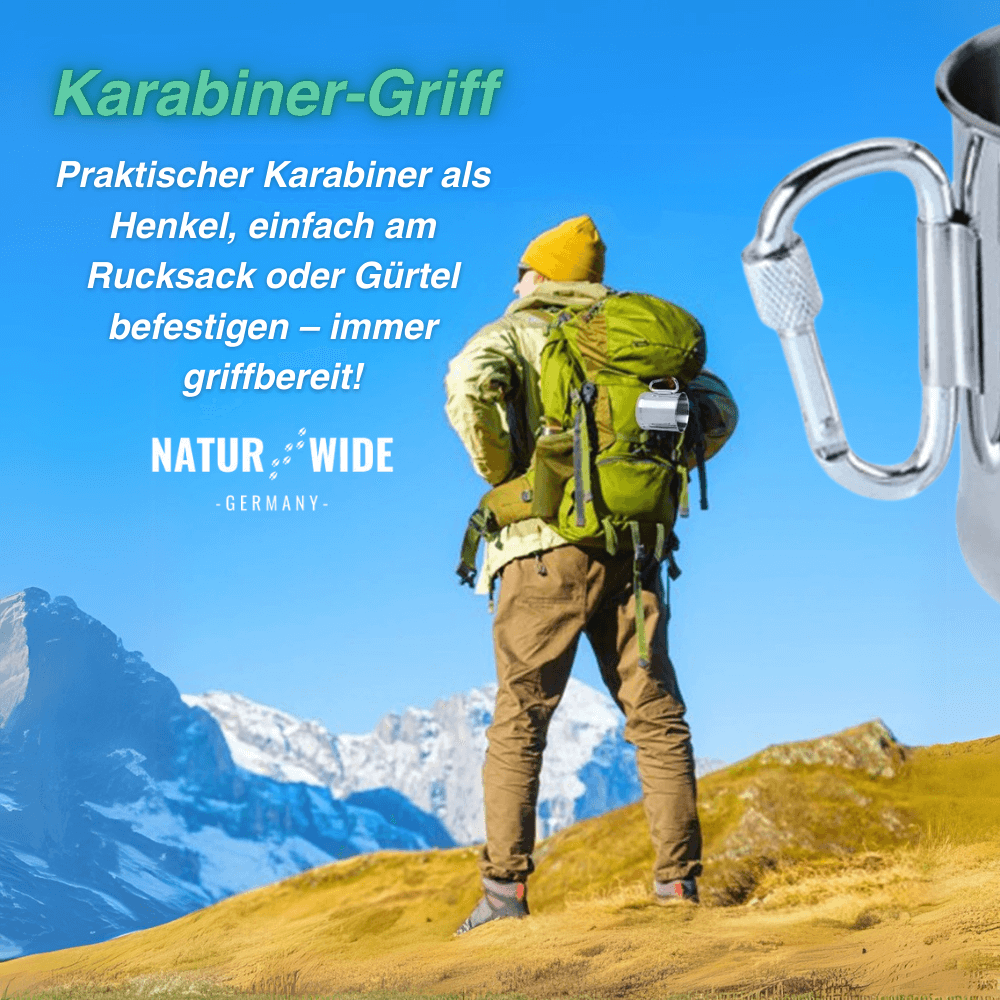 Edelstahlbecher 500 ml mit Karabinergriff – Ansicht 6