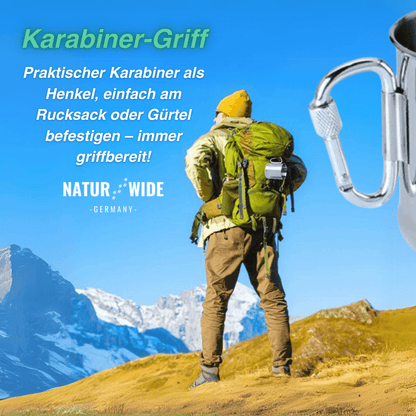 Edelstahlbecher 500 ml mit Karabinergriff – Ansicht 6