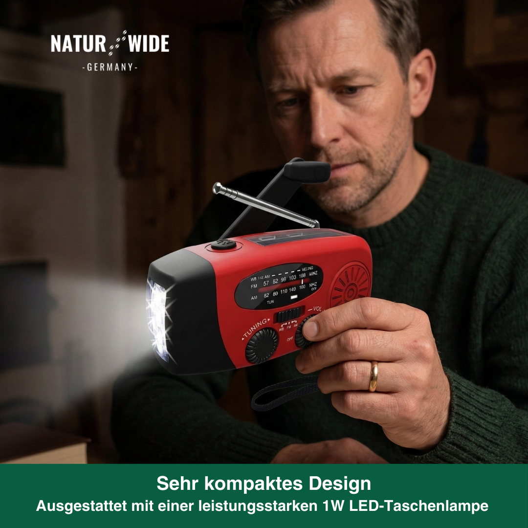 Notfallradio mit Kurbel, Solar & Powerbank – Ansicht 15