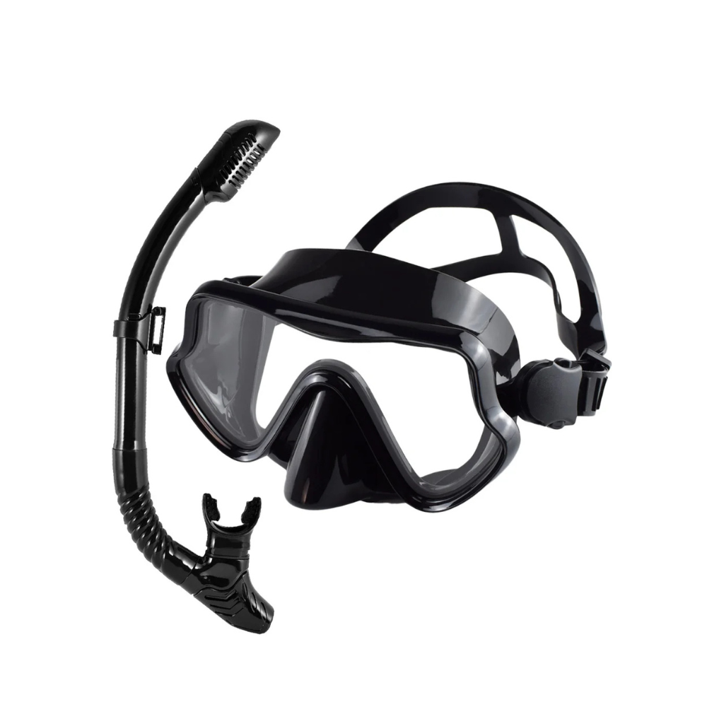 Schnorchel-Set: Tauchmaske & Ventil-Schnorchel – Schwarz