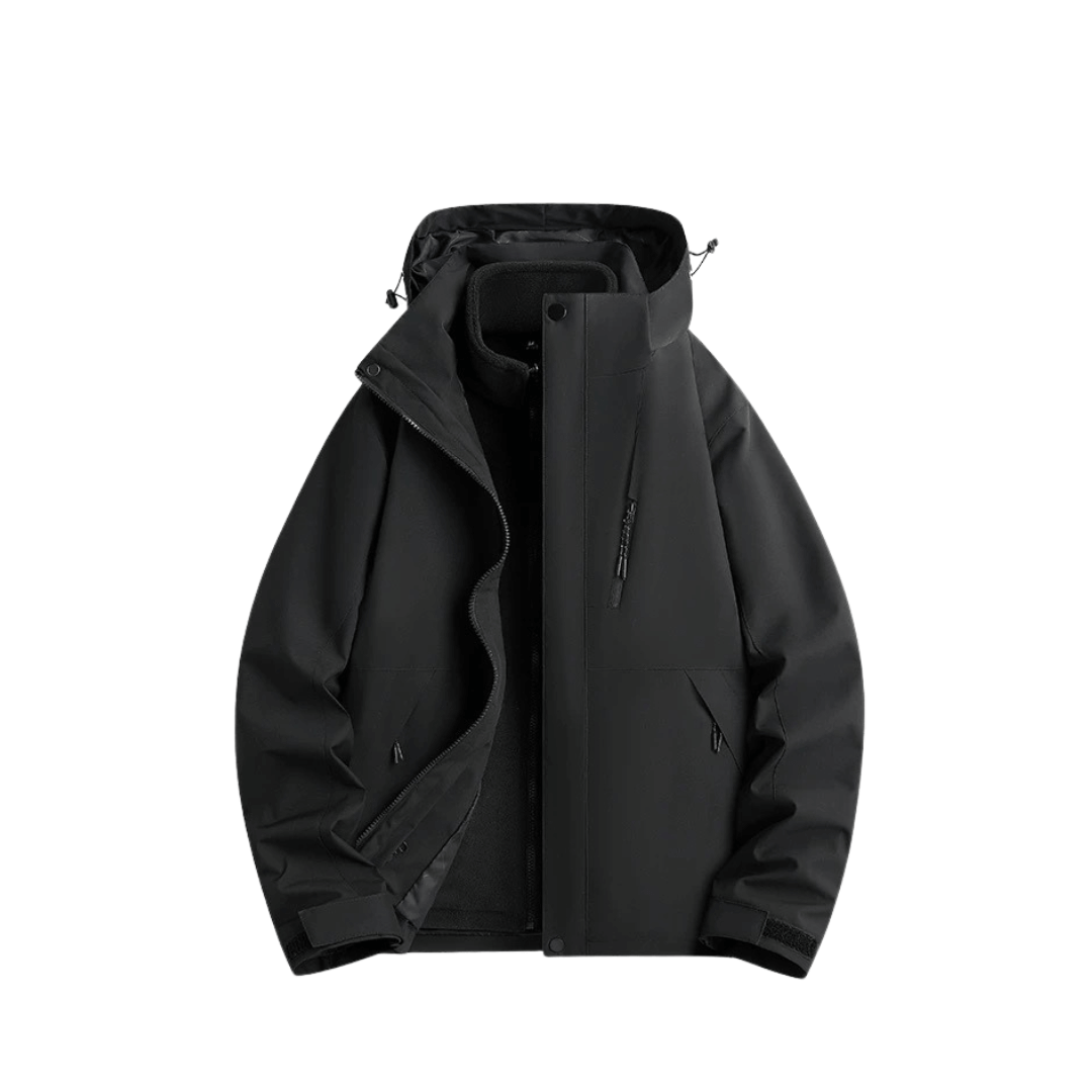 Damen Regenjacke 2-in-1 mit Fleece-Innenjacke – Schwarz