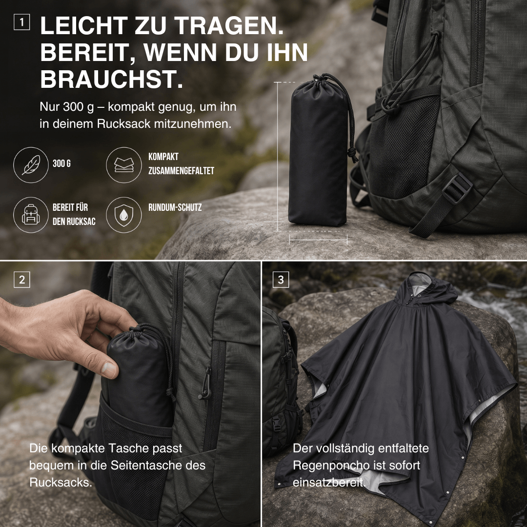 3-in-1-Regenponcho: Regenmantel, Plane & Decke – Ansicht 2
