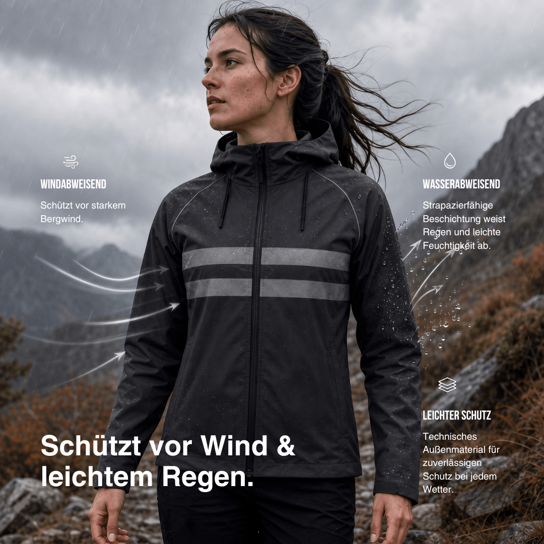 Ultraleichte Regenjacke Pro mit Reflektoren – Ansicht 10