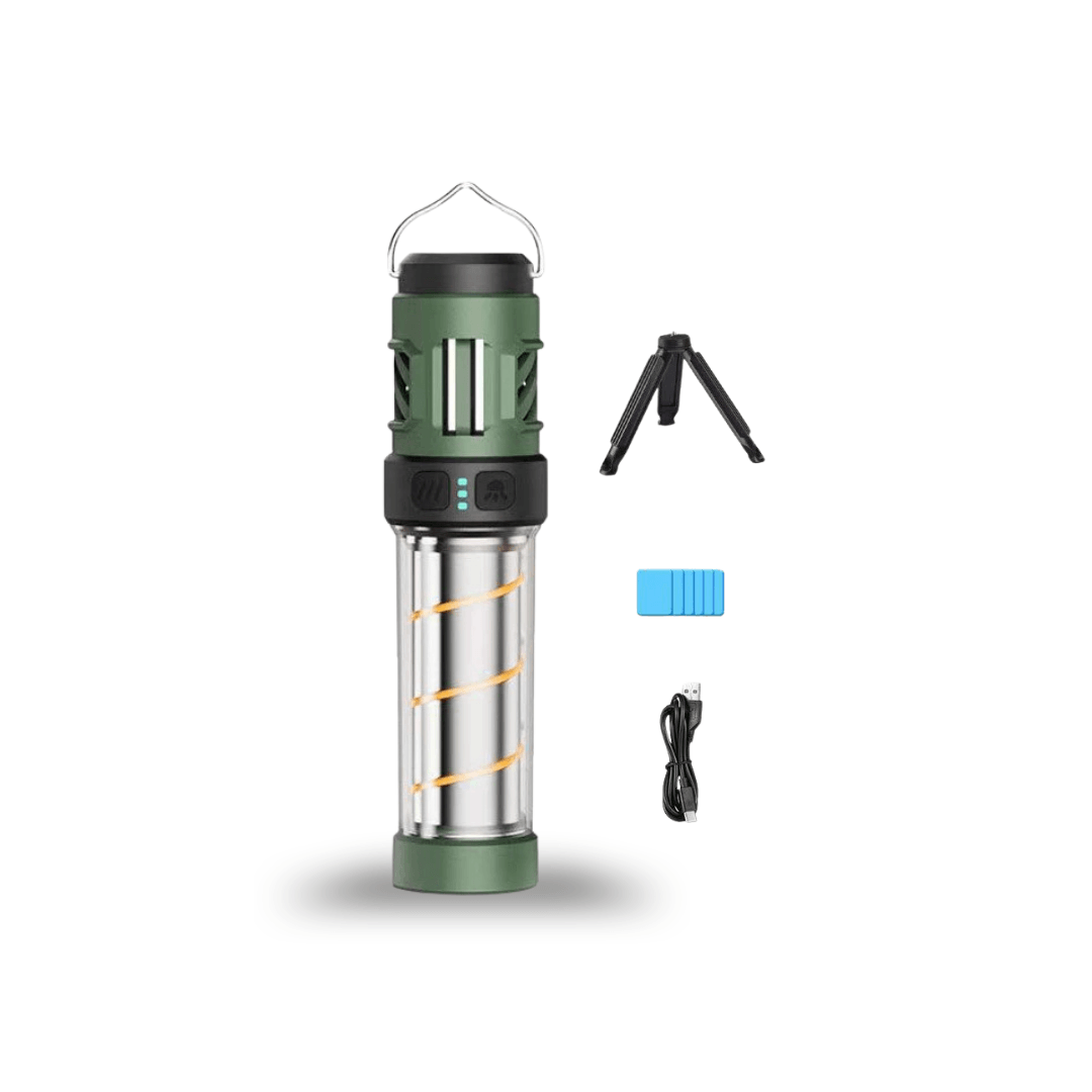 5-in-1-Campinglampe mit Mückenschutz & Stativ – Grün