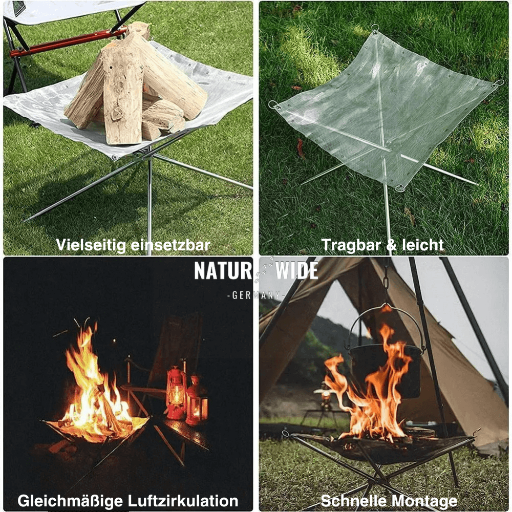 Tragbare Feuerstelle aus Edelstahl, faltbar – Ansicht 3