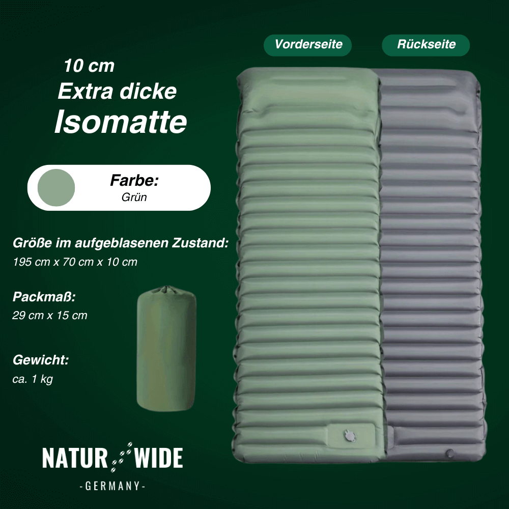 Isomatte Pro mit Kissen & Fußpumpe, 10 cm dick – Ansicht 3