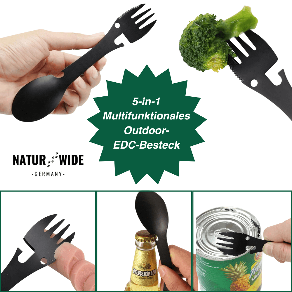 5-in-1-Outdoor-Besteck aus Edelstahl – Ansicht 2