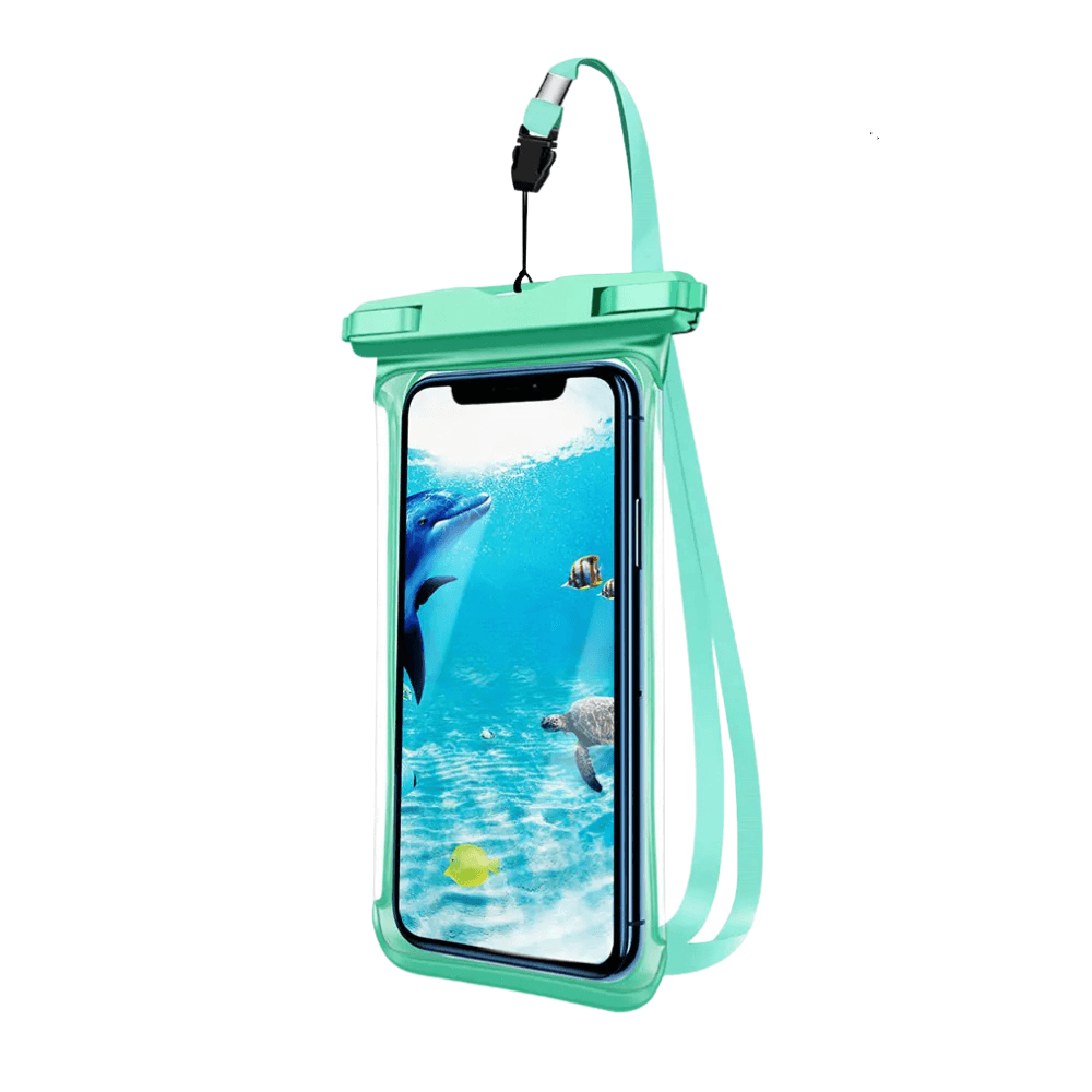 Wasserdichte Handyhülle bis 6,5 Zoll, mit Band – Grüne Hülle