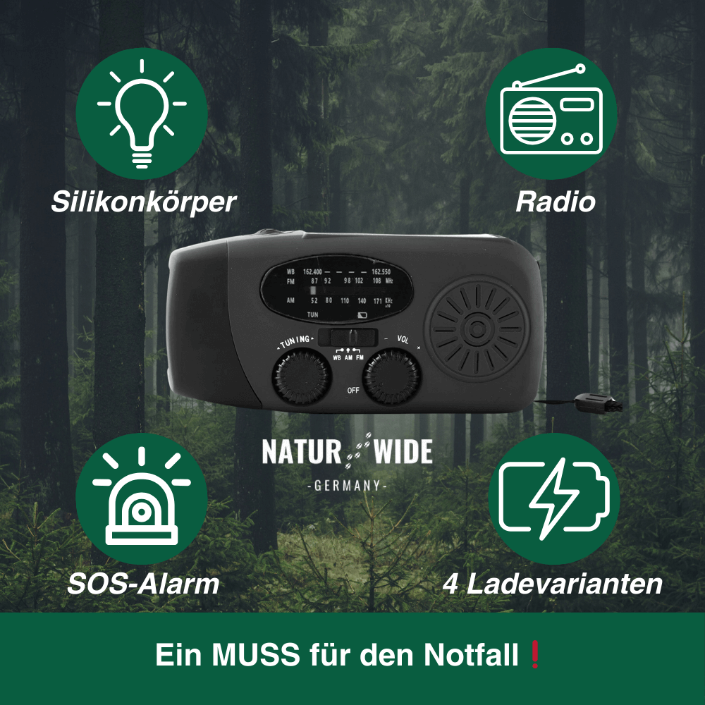Notfallradio mit Kurbel, Solar & Powerbank – Ansicht 22