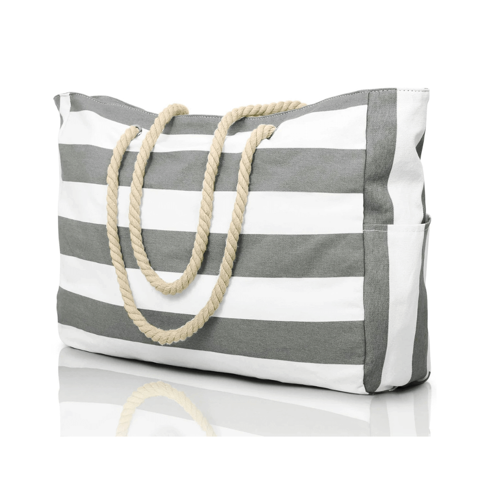Strandtasche mit Reißverschluss, 50 × 35 cm – Grau