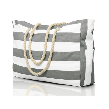 Strandtasche mit Reißverschluss, 50 × 35 cm – Grau