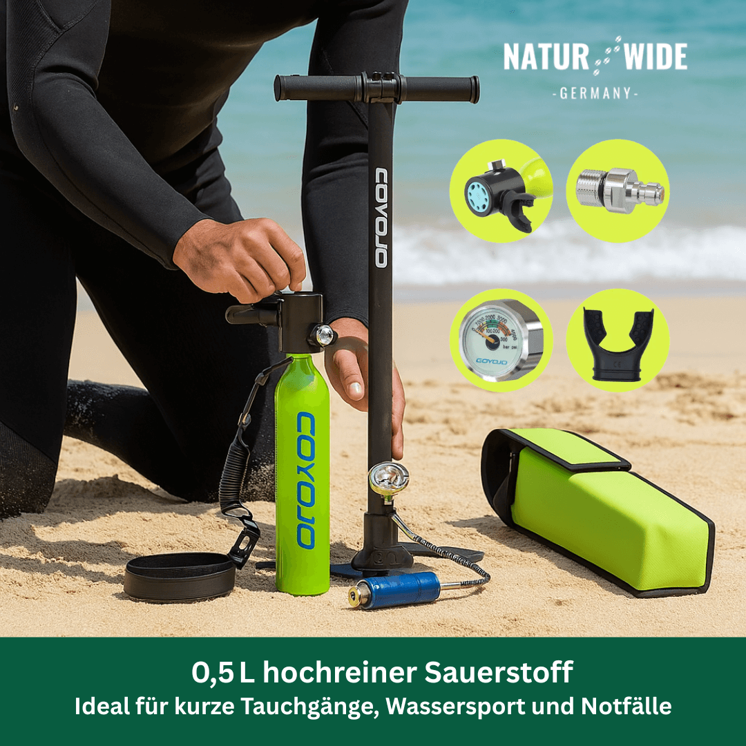 Mini-Tauchflasche 0,5 L mit Atemregler – Ansicht 2