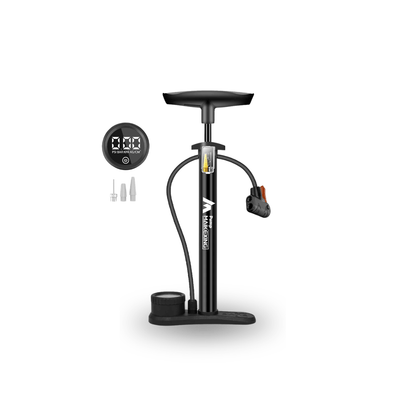 Fahrradpumpe 11 bar mit Manometer, alle Ventile – Schwarz