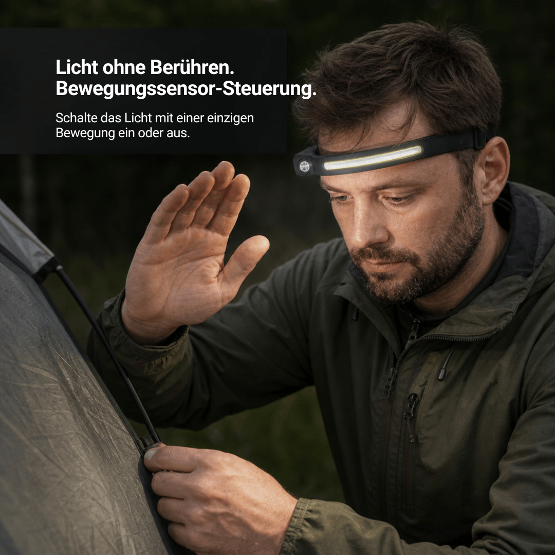 Stirnlampe mit 230°-Licht und Bewegungssensor – Ansicht 23