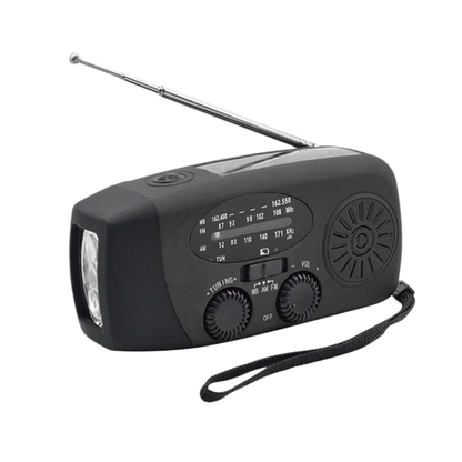 Notfallradio mit Kurbel, Solar & Powerbank – Schwarz